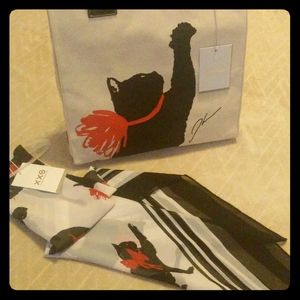 Milu Cat Print Tote Handbag & Scarf